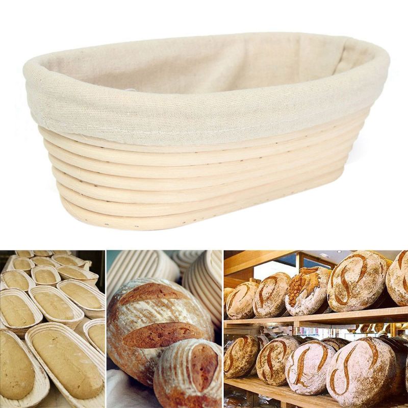 6 stk. banneton-proofing brødkurv med aftagelig liner og skraber til bageren