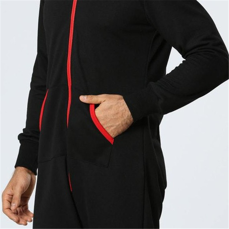 One Piece Pyjamas Men Trend Hooded Sleep Lounge Sleepwear Zipper Solid Sweater Homewear For Adults Men DS50983