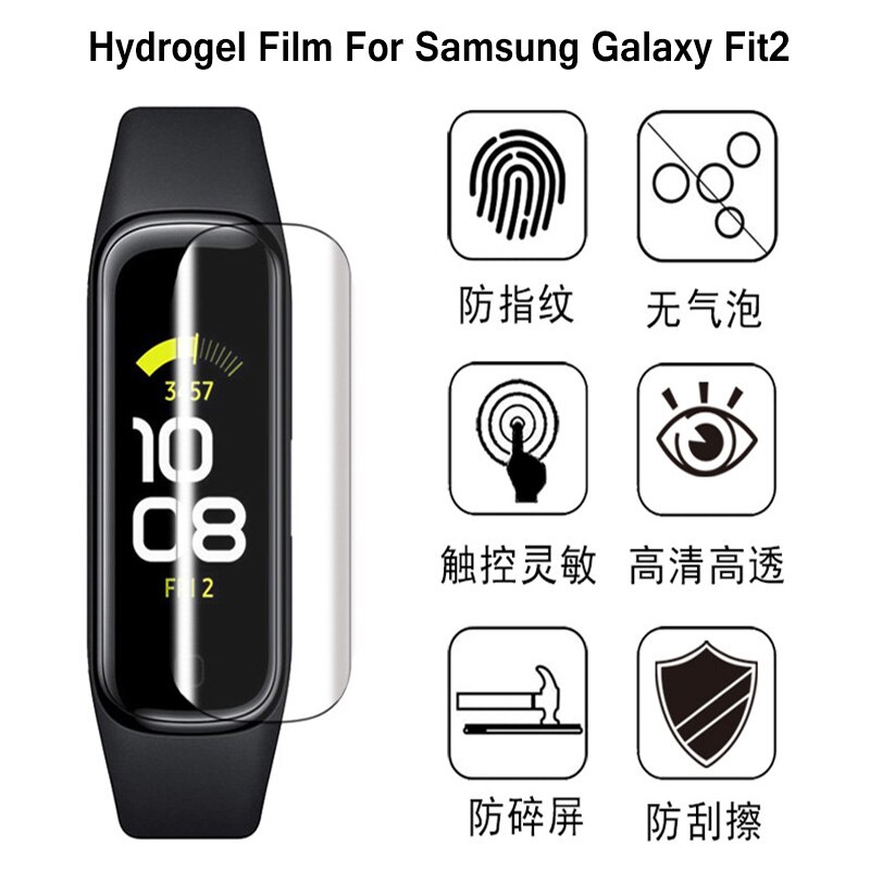 2Pc Ultradunne Hydrogel Film Clear Volledige Dekking Screen Protector Film Voor Samsung Galaxy Fit2 Smart Horloge Super beschermende Film