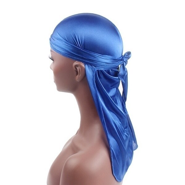 Silkeagtig pirat hat til mænd kvinder hovedbeklædning tørklæde blød kasket til hår: Blå