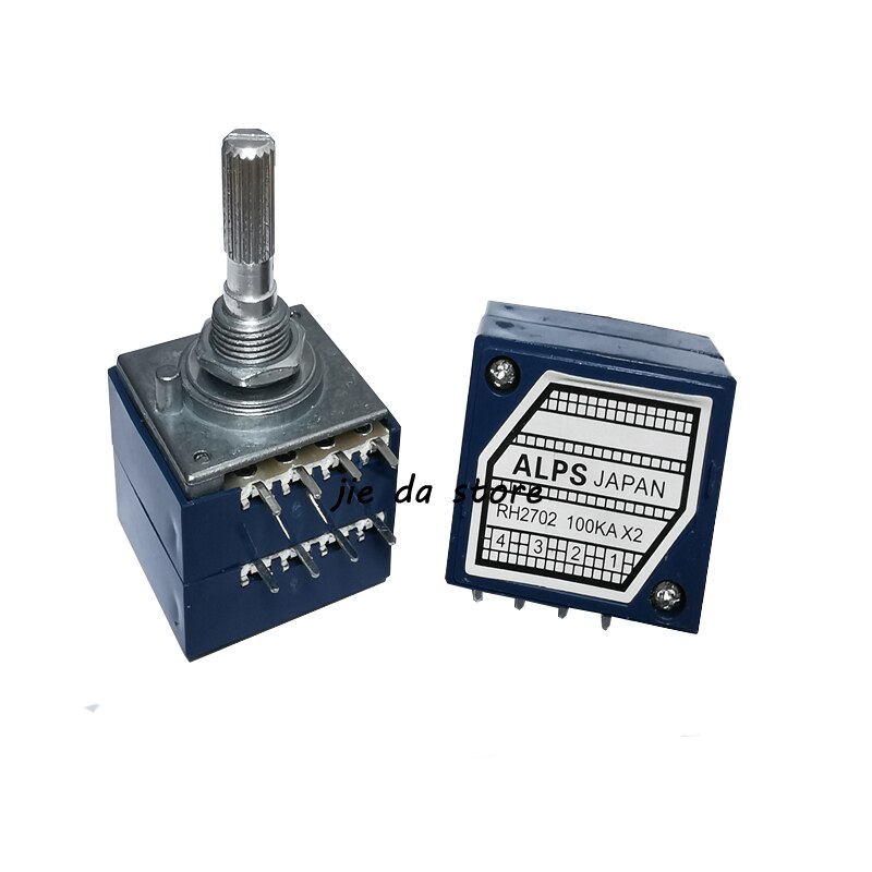 Potenciómetro de Control de volumen de Audio, amplificador de altavoz estéreo de 8 pines, potenciómetro rotativo de volumen ALPS, A50K, 100K, 250K, RH2702