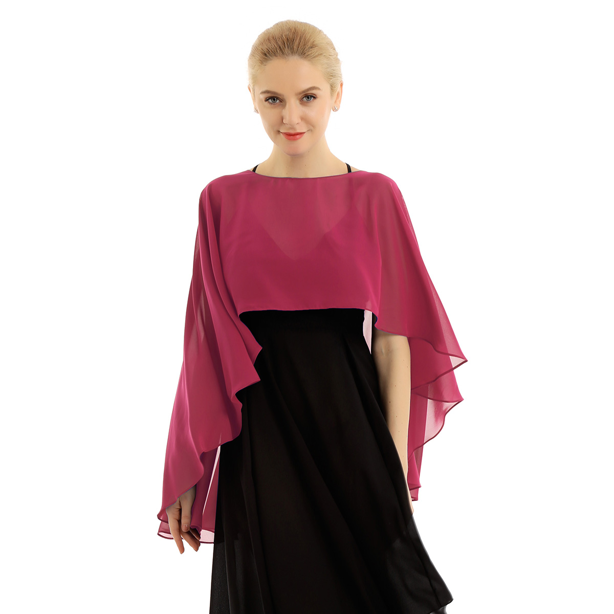 Damer bryllup brudekapper bolero shrug chiffon ensfarget genser langt sjal sjal kveldsfest brudepikekjole cover-up: Gull