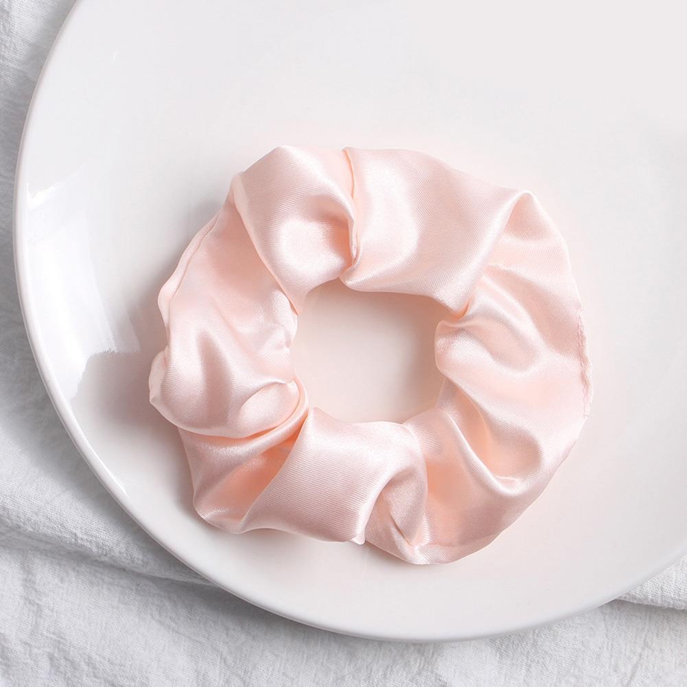 Chouchou élastique en soie pour femmes, bandeau multicolore fait à la main, support queue de cheval, accessoires pour cheveux, 1 pièce, Satin de soie, couleur unie: GINGER