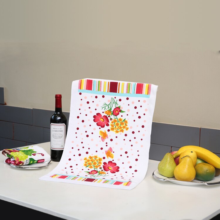 5 pçs/set chá towel absorvente lavagem towel cozinha pano de microfibra de limpeza pano de lavagem de fibra reativa impressão towel towel