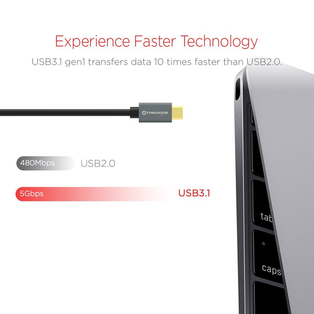TANGGOOD USB C A USB un adaptador hembra OTG Cable USB 3,1 3,0 5Gbps de velocidad de datos para Macbook Pro Xiaomi Mi6 mezclar 2 Nexus 15cm