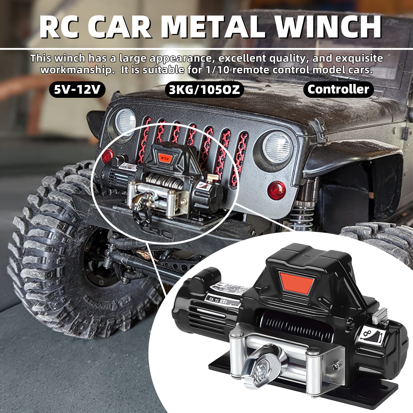 RC Metalen Lier Afstandsbediening Simulatie Trek Speelgoed Model Lier voor 1/10 RC Crawler Auto Axiale SCX10 90046 TRX4 Redcat Decoratieve P