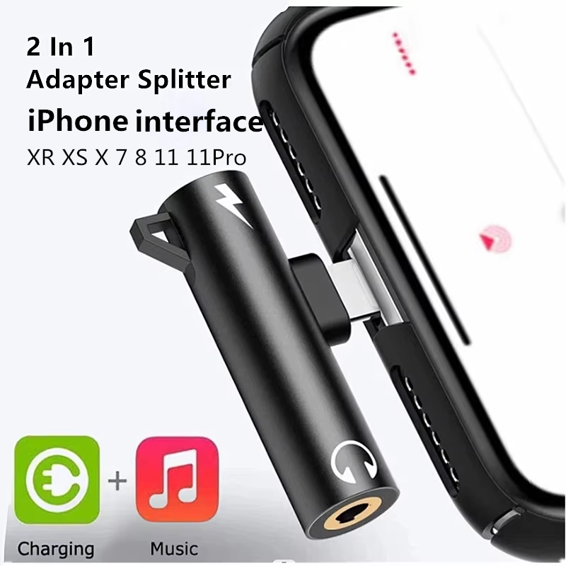 Jack da 3,5 mm 2 in 1 cuffie Audio ricarica doppio adattatore divisore per iPhone XR XS X 7 8 11 11pro a cavo AUX per auricolare