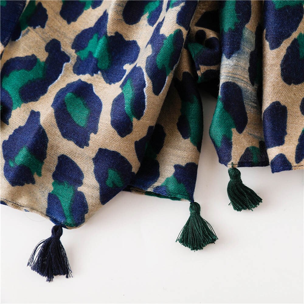 Automne hiver nouvelle femmes imprimé léopard écharpe léopard étole mince coton grande Femme châles et enveloppes: green