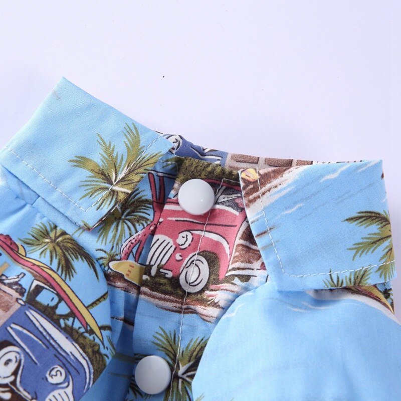 Ropa de verano para perros, camisa de playa con estampado de perro, hawaiana, playera informal de viaje para mascotas, blusa con Gato de manga corta