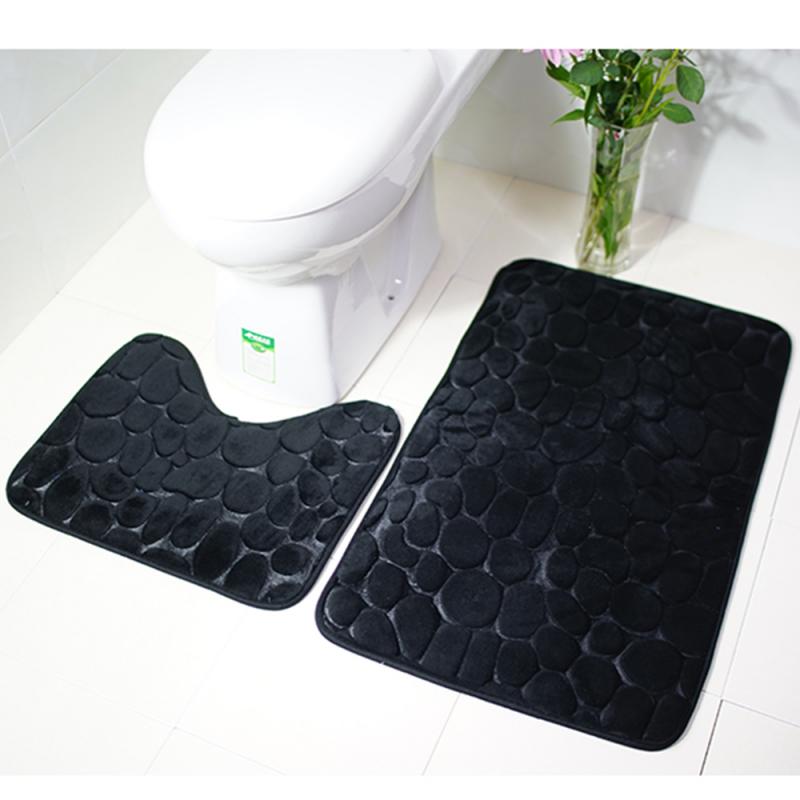 2 Pcs Bathroom Mat Bath Pedestal Mats 6 colors Anti-slip Absorbent Cobblestone Soft mat Bathroom Products