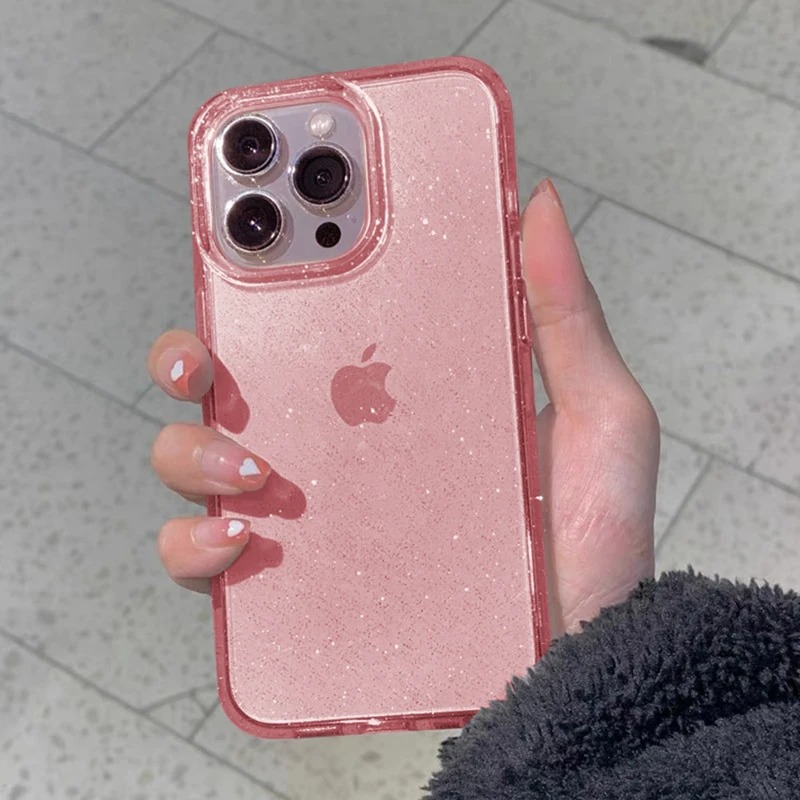 Coque de téléphone de luxe en Silicone souple à paillettes claires, étui antichoc pour IPhone 15 14 13 12 11 Pro Max 15 Plus X XS Max XR: Fibre de carbone / Claret