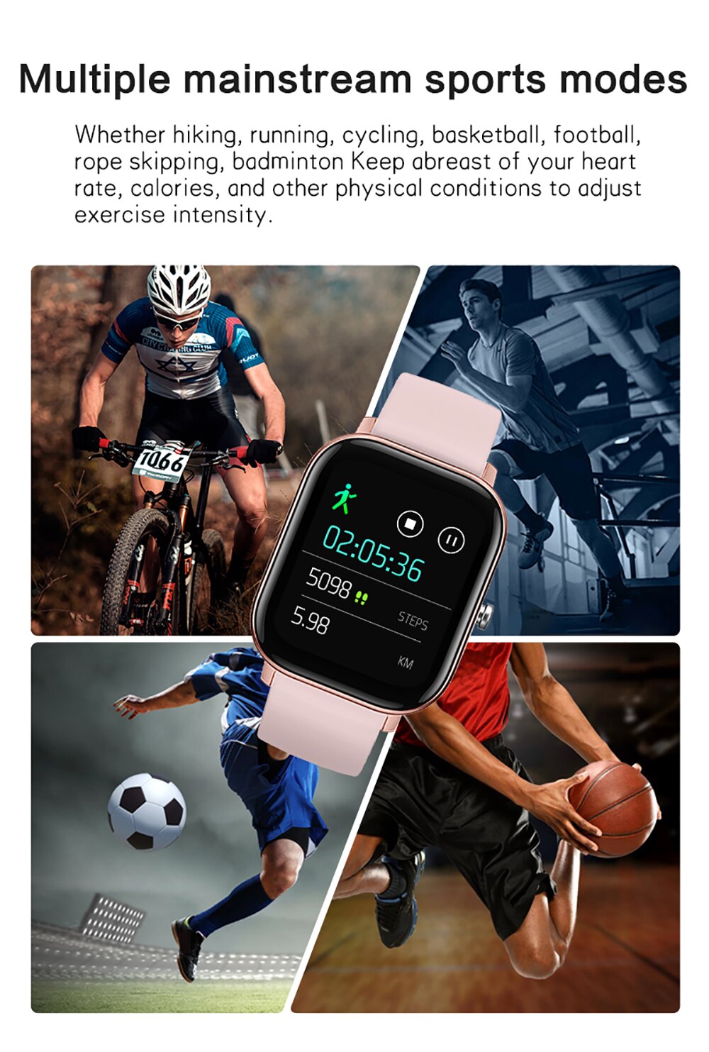 SENBONO P8 Smart Watch Women Men IP67 Waterproof Sport Watch Heart Rate Blood Pressure Monitor Fitness Watch for IOS Android