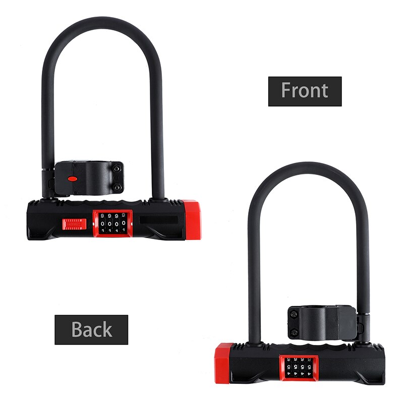 WEST BIKING Password Code Bicycle U Lock Anti-theft MTB Road Bike Motorcycle Bike U Lock Steel Safety Heavy Duty Bicycle U-Locks