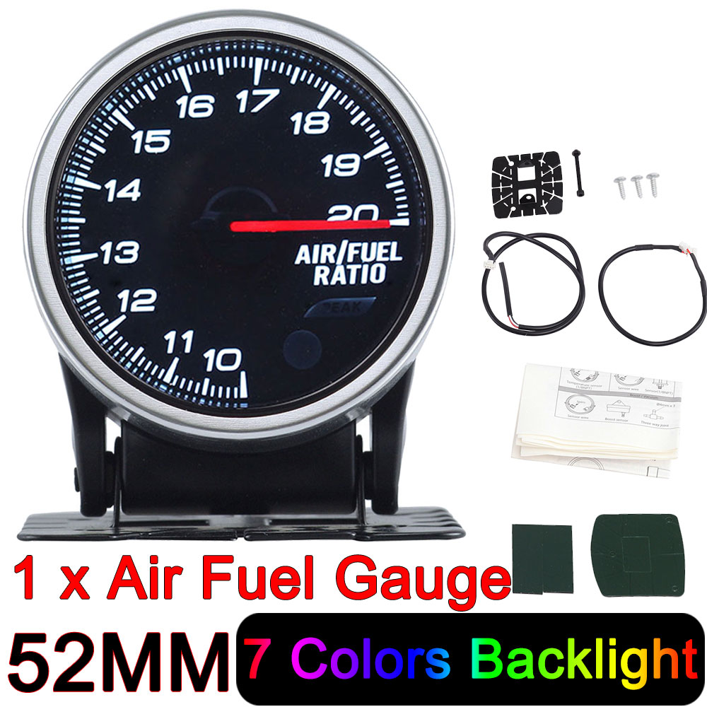 52Mm Air Fuel Ratio Gauge Met Smalband O2 Zuurstofsensor Auto Gauge Digitale Display Fit Voor 12V Auto afr Meter 8 Kleur Backlight: Only Gauge