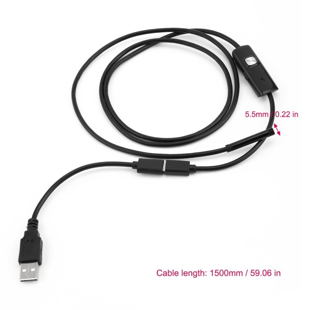 1/1.5/2/3.5/5m 5.5mm endoskop kamera 720p blødt kabel vandtæt 6 led mini usb endoskop inspektionskamera til android pc