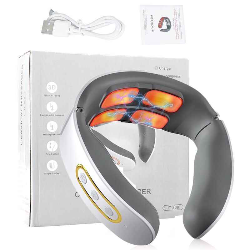 Elektryczny masażer szyi inteligentny szyi i masaż pleców impuls elektryczny ciała masaż odcinka szyjnego relaks 4D terapia magnetyczna masaż: Type 3 White