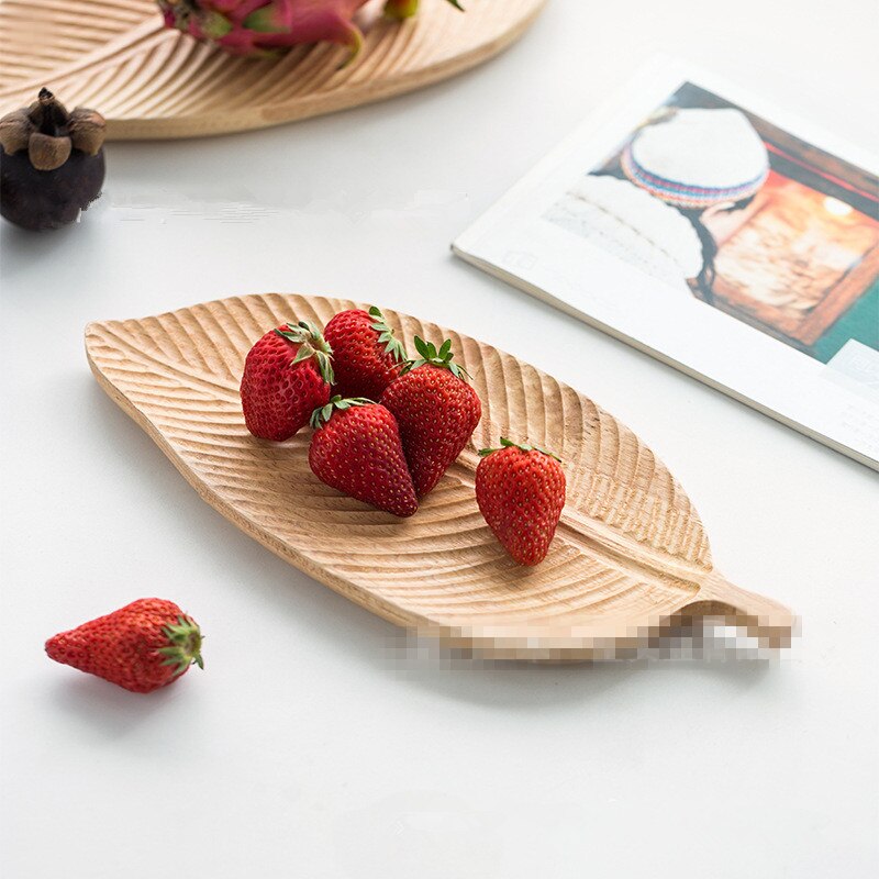 Japanese hand made solid wood tray black walnut whole wood fruit tray log carving leaf shaped wood tea tray