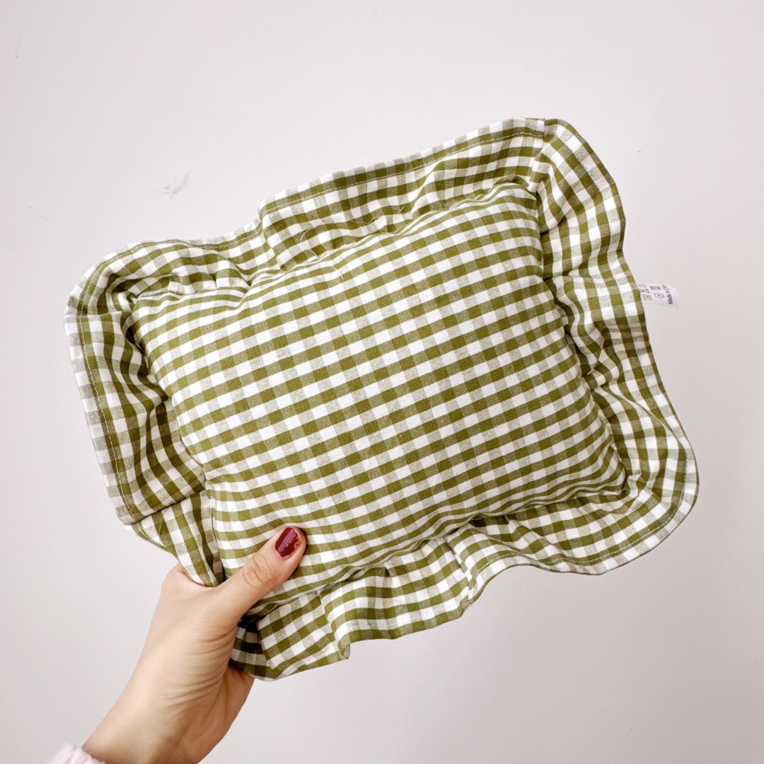 Baby Pillow with Ruffles Muslin Nordic Style Removable Washable Cotton Cushion for Baby Newborn Bedding Pillows 26*32cm: YELLOW
