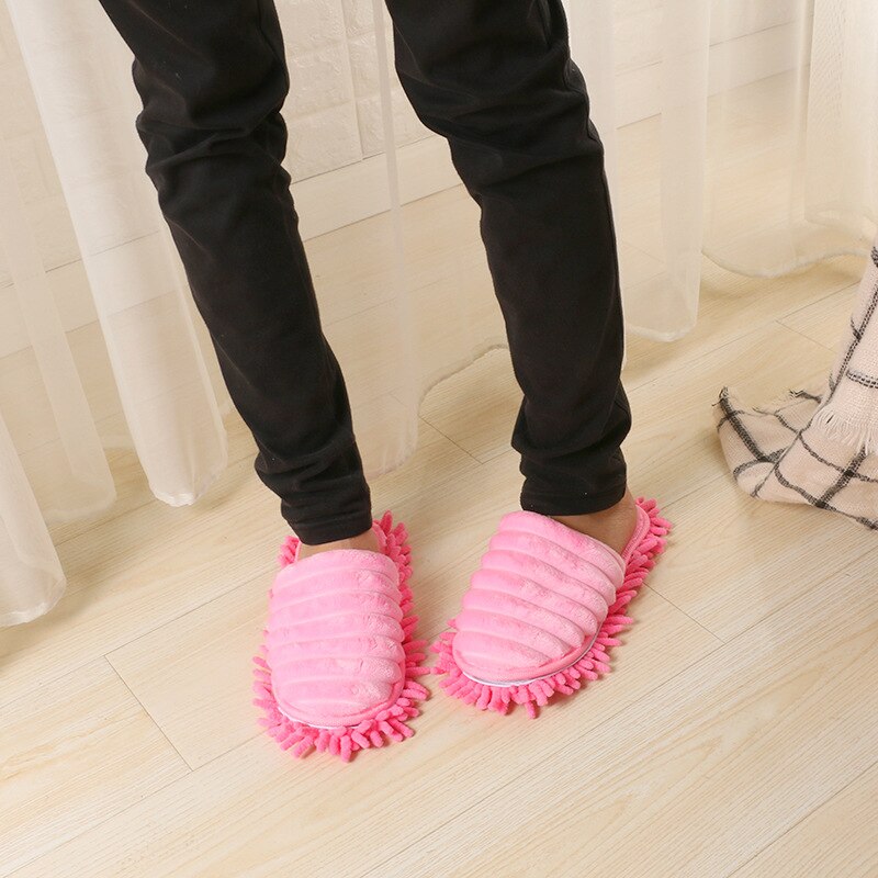 Multifunction Floor Dust Cleaning Slippers Shoe Lazy Wash Mop Shoes Coral Fleece Mop Head Caps Home Clean Wiping Tool