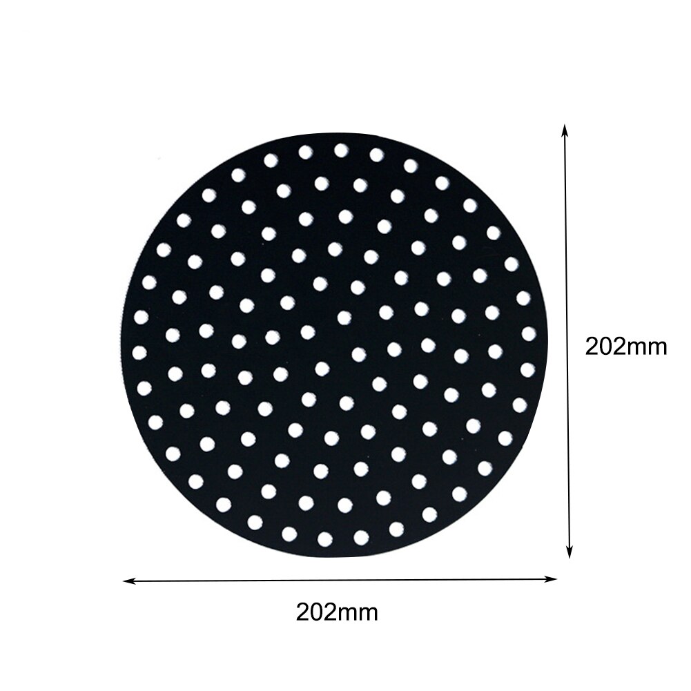 1PC Reusable Square Round Air Fryer Silicone Non-stick Durable Pad Scale Kitchenware Air Fryer Pot Mat Kitchen Accessories: Black  20.2 cm