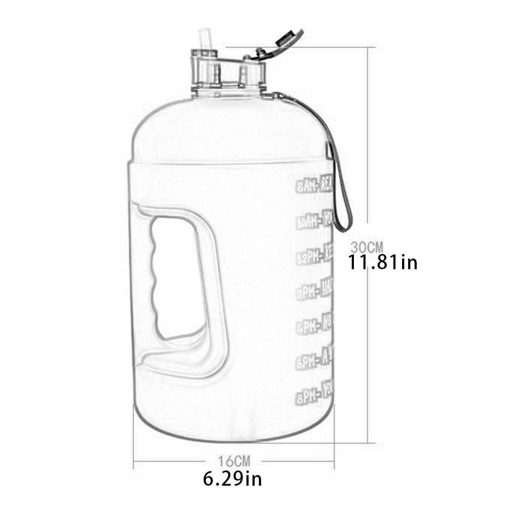 3.78L Gradiënt Kleur Stro Bidon Outdoor Fitness Water Cup Met Tijd Fitness Sport Fles Met Deksel