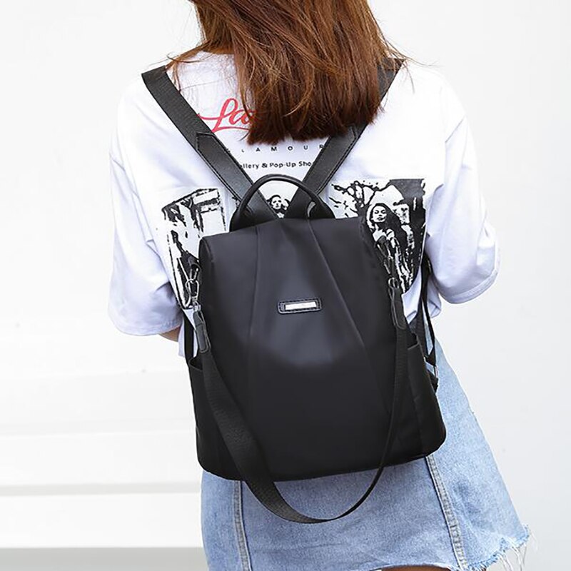 Women Travel Backpack Travel Bag Anti-Theft Oxford Cloth Backpack Black: black