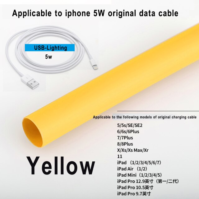Protector de Cable Original de iPhone, reparación de iPhone Universal para Tubo termorretráctil, Cable cargador Lightning: Yellow-1 meter