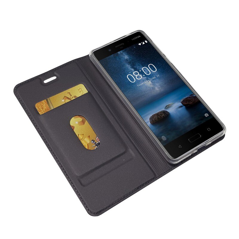 Lommebok pu lær telefon til nokia 5 deksel magnetisk slank bokstativ kort beskyttende nokia 6 deksel