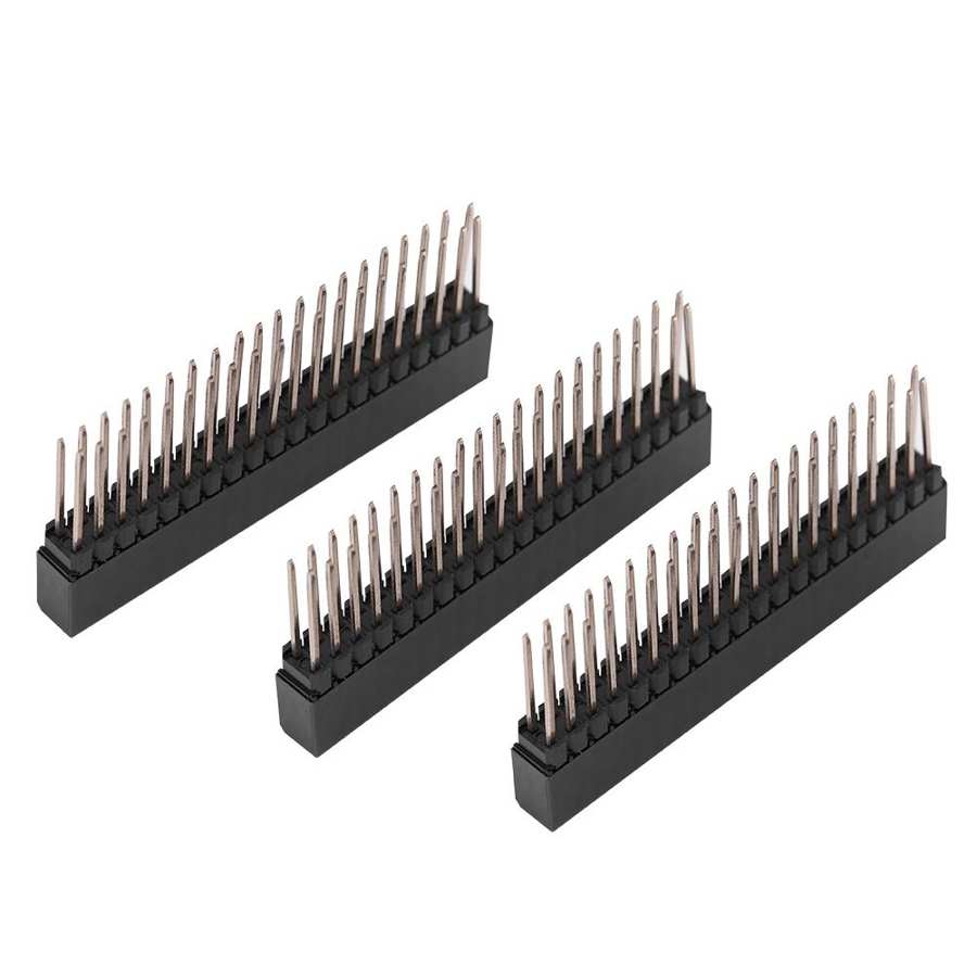 3Pcs 2 x 20 Pins Female Header Connector 2.54m Pitch Extra Tall Female Dual Row Long Pin Headers with Raspberry Pi