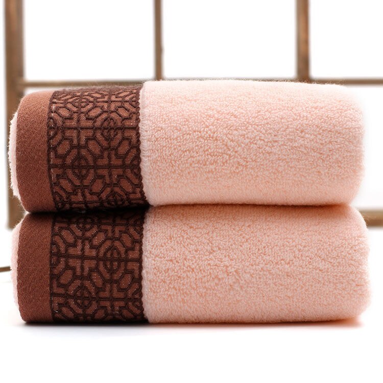 Ensemble de serviettes de bain en coton épais et absorbant, grande serviette de visage imprimée de style européen, 3 pièces, haut de gamme, offre spéciale: pink 2pcs towel