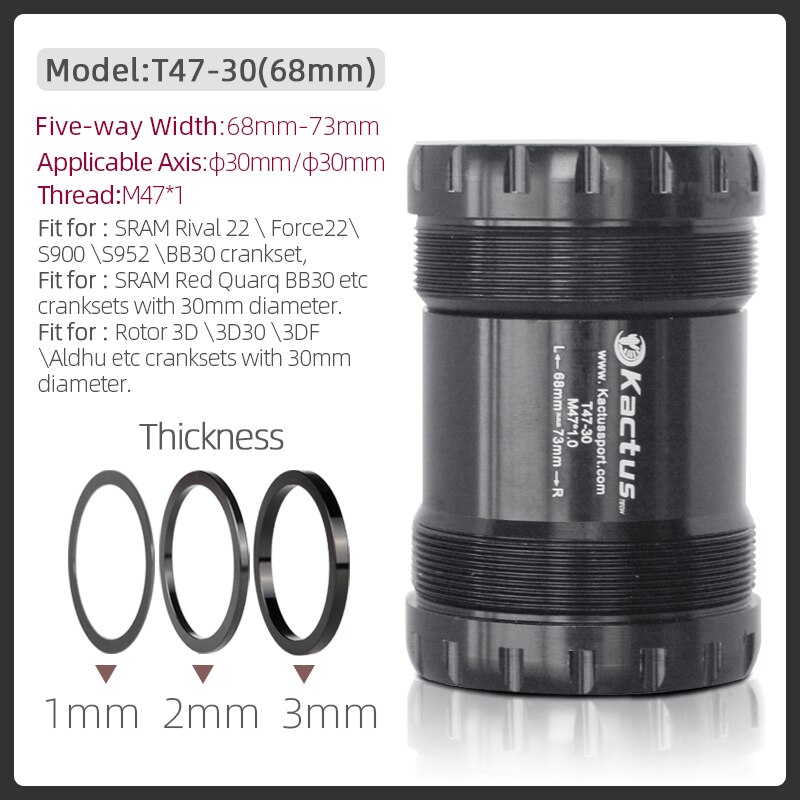 Movimento centrale della bicicletta movimento centrale 30mm albero cuscinetto ceramico parti della bicicletta PF30/PF4130/BB30/BSA30/T47 per bici da strada MTB: T47-30(68) BLACK