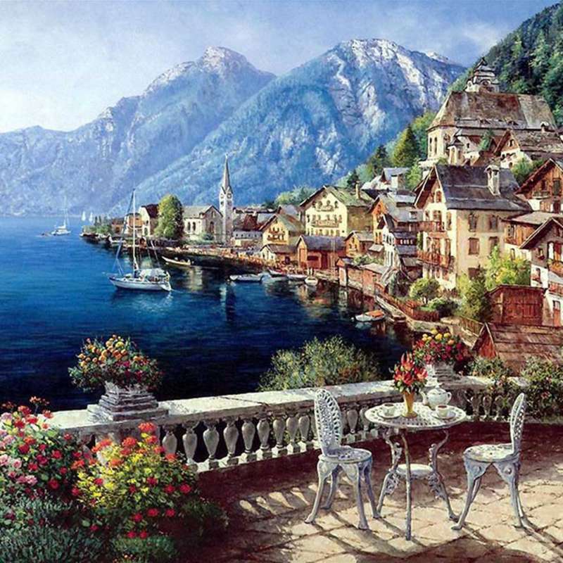 DIY Digital Painting Sketch Hand-painted Landscape Decorative Hand-painted Pictures Wall Decoration Process: H