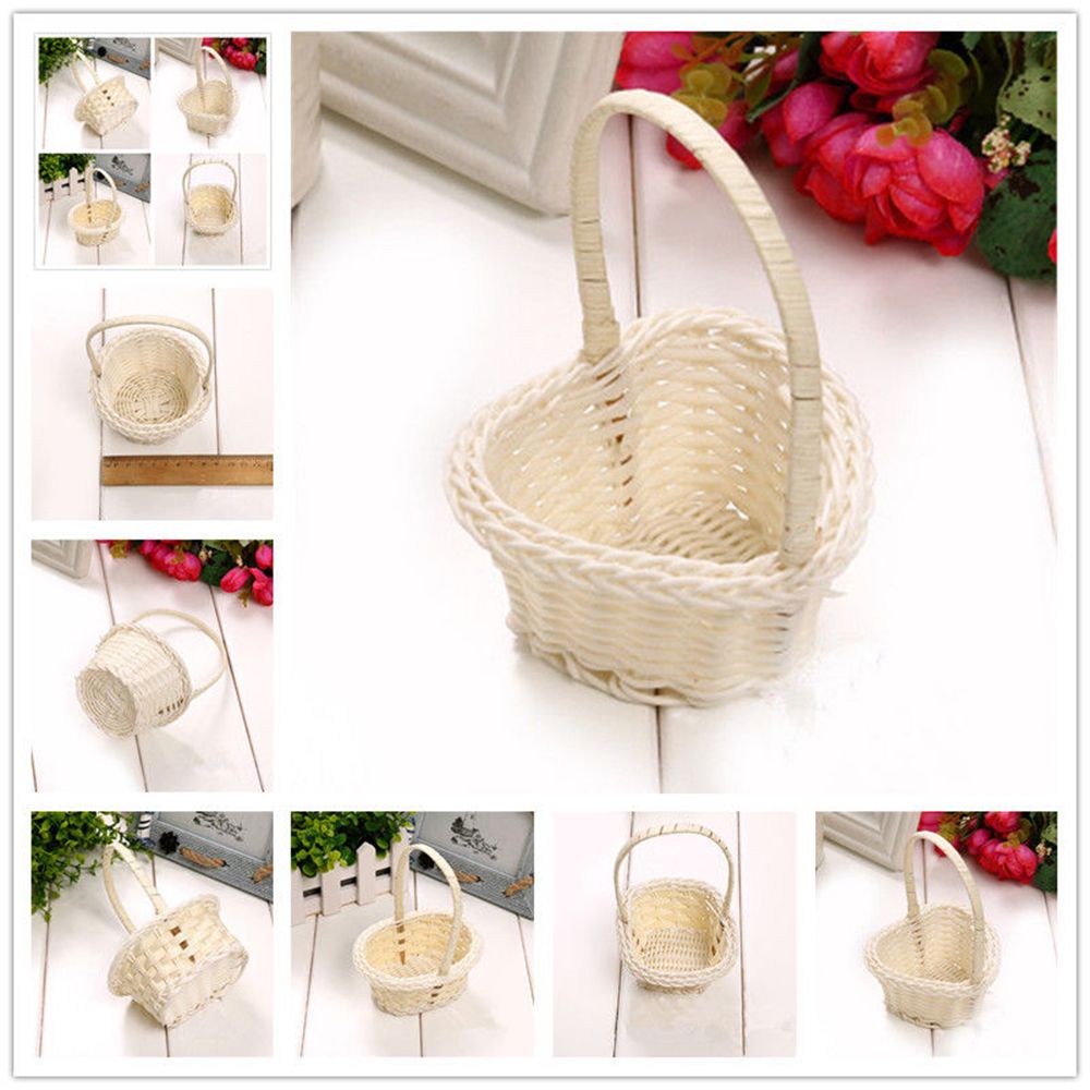 Plastic Weaving Vegetable Fruit Picnic Garden Storage Basket Box Cosmetics Organizer Wedding Party Candy Packing Basket