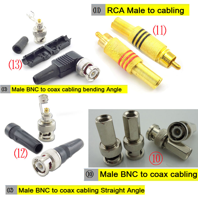 1Pcs Bnc Rca Male Female Naar Bnc Rca Mannelijke Vrouwelijke Adapter Plug Coax Kabel Video Audio Draad Converter Connector voor Cctv Camera W1