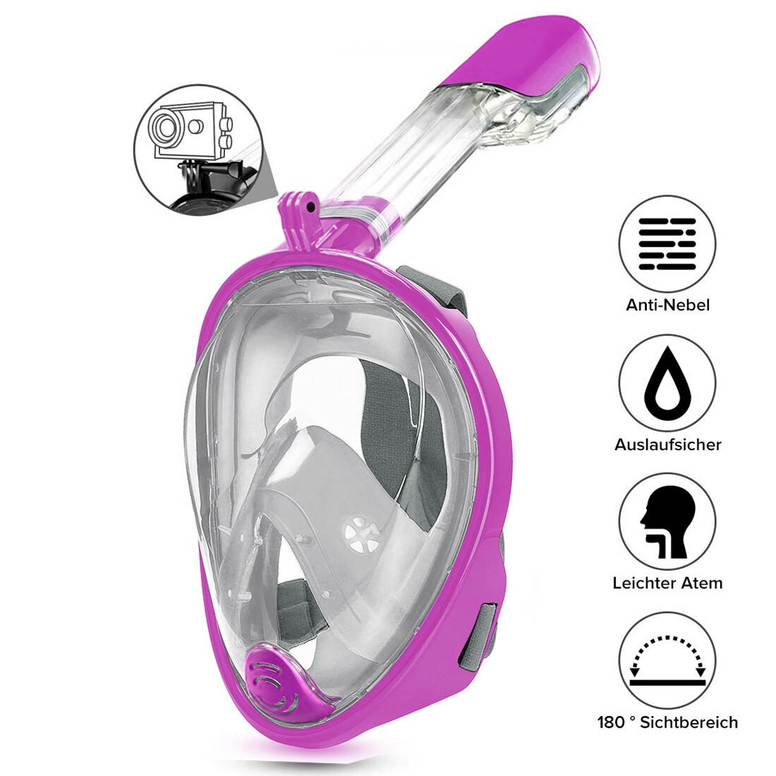 2020New Diving Mask Scuba Mask Underwater Anti Fog Full Face Snorkeling Mask Women Men Kids Swimming Snorkel Diving Equipment: Purple 