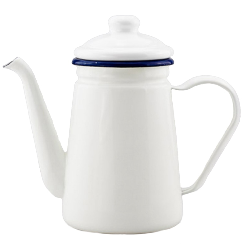 1.1L Enamel Coffee Pot Hand Tea Kettle Induction Cooker Gas Stove Universal White: Default Title