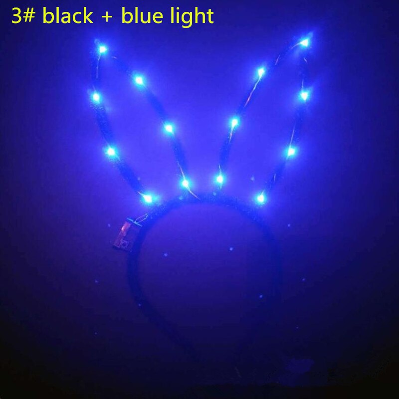 1 st kvinnor flicka långa kaninöron led blinkande pannband kanin öra lyser upp hårband glöd fest påsk: 3