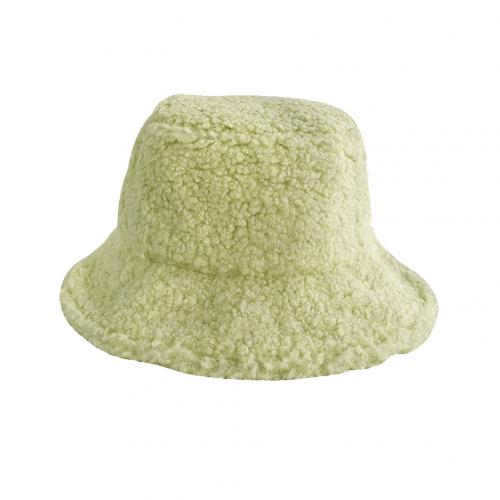 Winter Women Solid Color Faux Lambswool Soft Warm lamb fur Fishing Cap Sun Bucket Hat Japanese warm basin hat Accessory