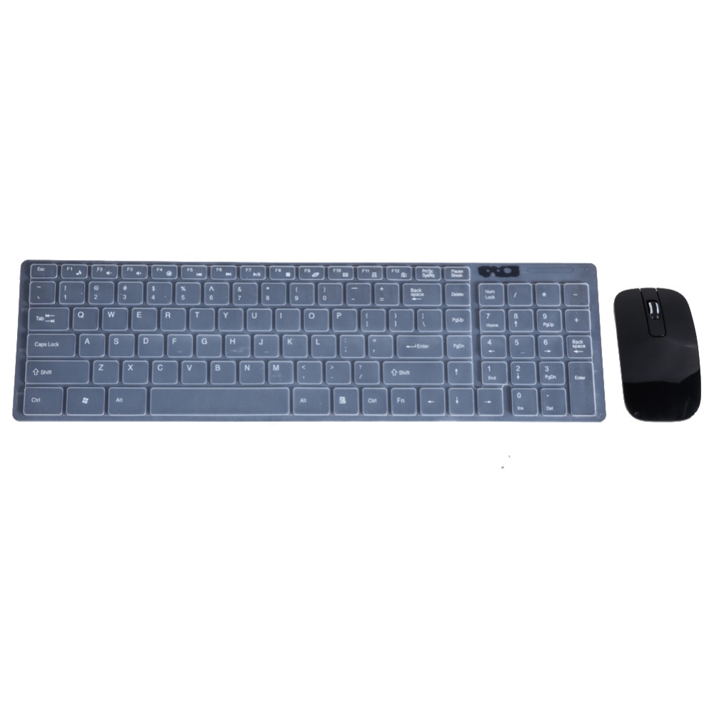 Kemile 2.4G Ultra Slim Wireless Keyboard and Mouse Set Combo UK Layout For PC Laptop-Black/white