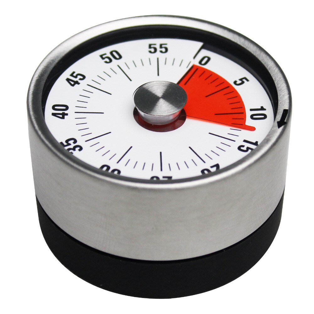 Stainless Steel Mechanical Kitchen Timer Magnet Round Shape 60 Minutes Countdown Cooking Clock Alarm Time Reminder