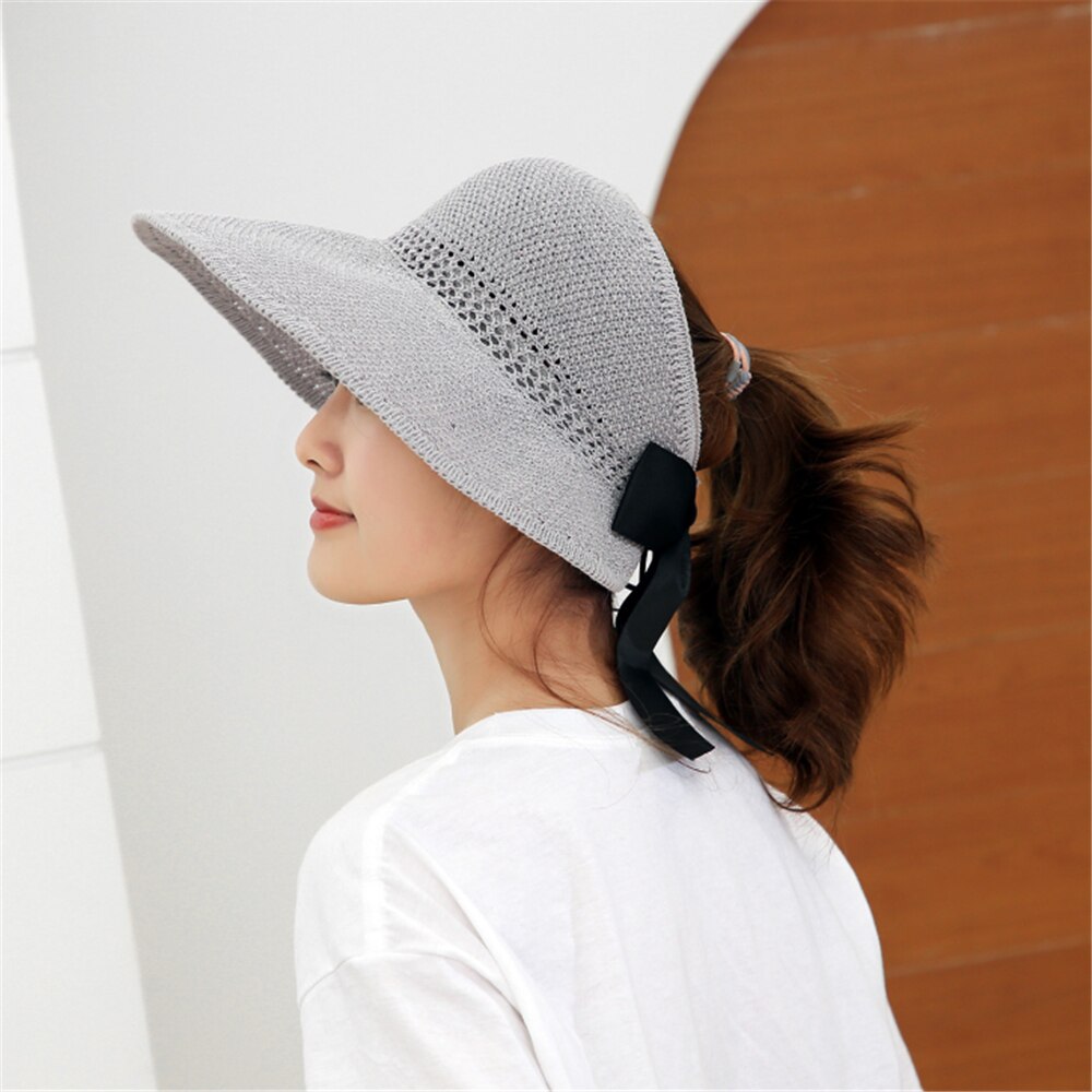 tSun hat foldable straw hat empty top sun hat female summer all-match hat sun hat to cover face outing