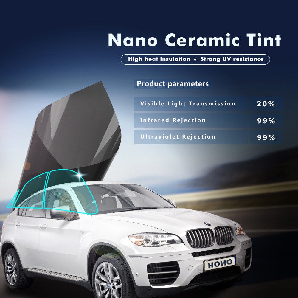 Auto Car Side Windshield Nano Ceramic Tint High Heat Insulation UV Proof 20%VLT Window Tint Film Self Adhesive Sticker 50x100cm