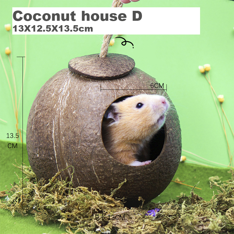 Hamster naturlig kokosnød hus lille kæledyrsskur hus senge gunie tyggelegetøj hamster tilbehør fuglebure: Kokoshus d