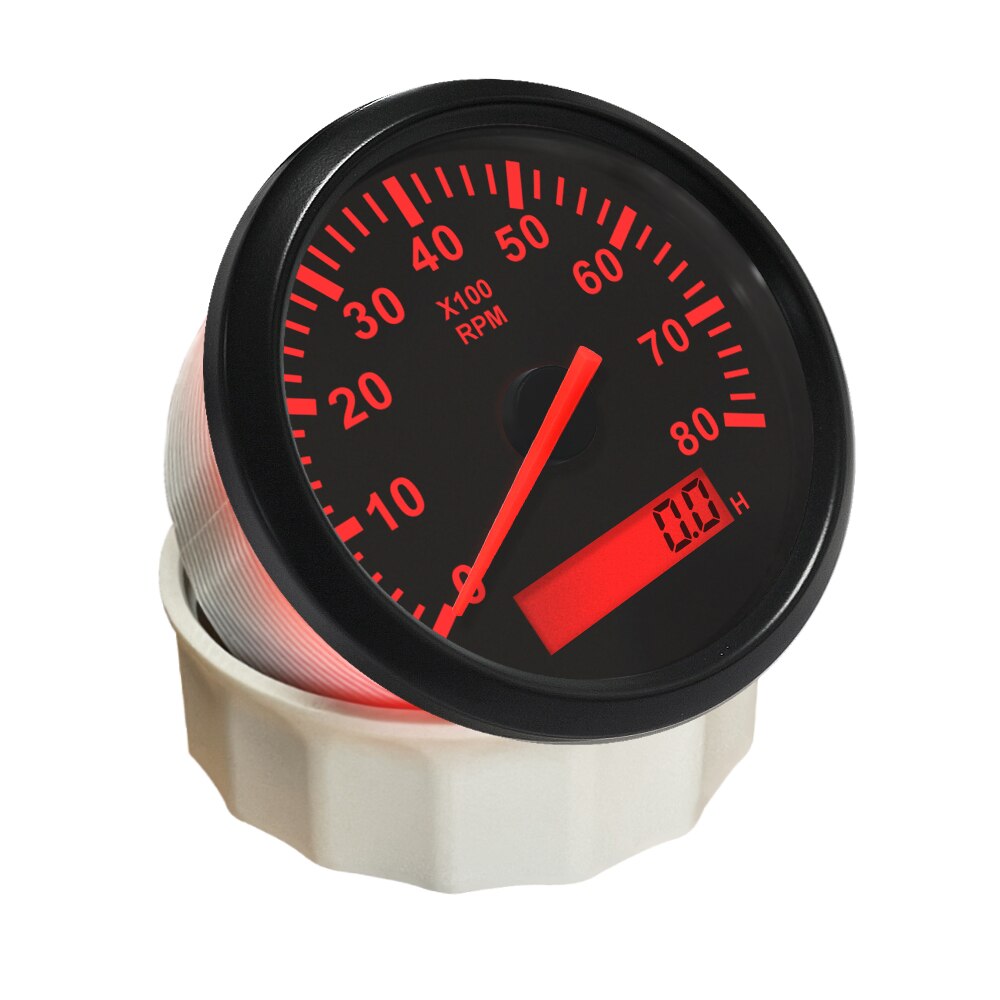 Drehzahlmesser 3K 4K 6K 8K RPM Tacho Gauge REV Zähler mit Stunde Meter 85mm Benzin diesel Motor 9-32V Rot Hintergrundbeleuchtung
