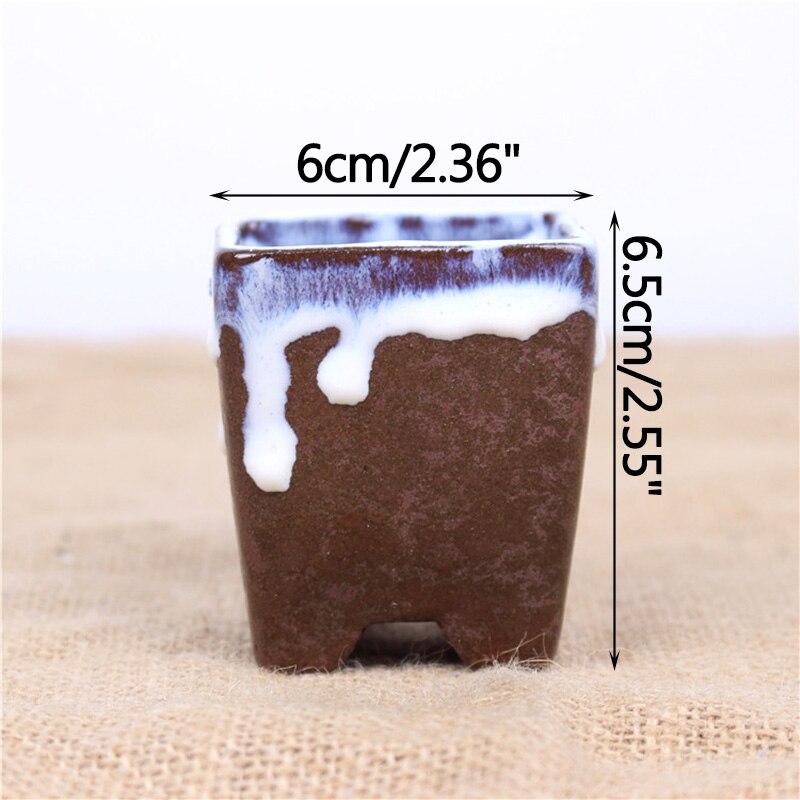 Ceramic Succulent Flower Pot Polygonal Purple Clay Pot Simple Home Garden Bonsai Pot Thumb Basin: F