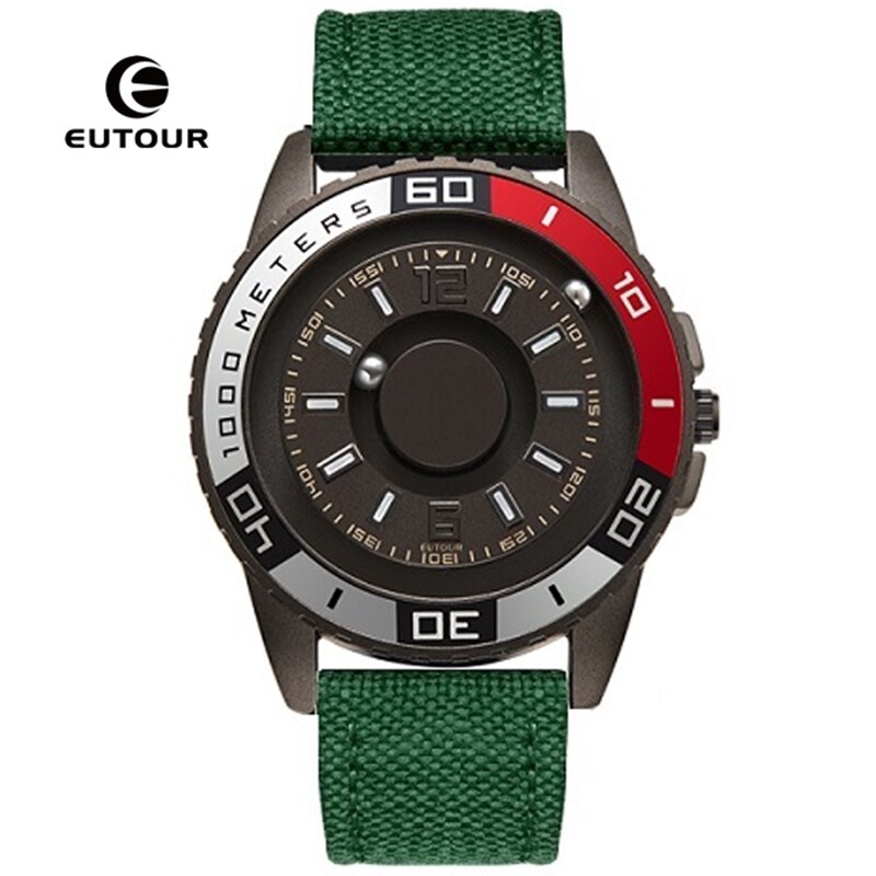 EUTOUR Innovative Black Sliver Magnet Magnetic Metal Multifunctional Watch Men's Sports Quartz Watch Cool Watch Male Reloj: Nylon Band C