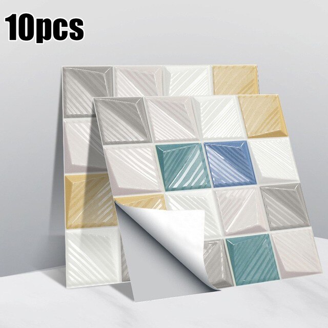 10Pcs Glitter Mozaïek Zelfklevende Tegels Stickers Keuken Badkamer Home 10*10Cm Slaapkamer Woonkamer Decoratie: MSC079