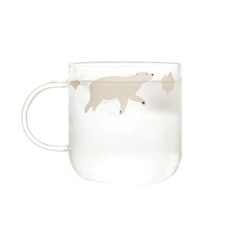 350ml 500ml Kreative Einfache Wasser Tasse Polar- Stil Handgemachte Glas Nette Eisbär Pinguin Becher Kaffee Tasse Kaltes und wärme beständig