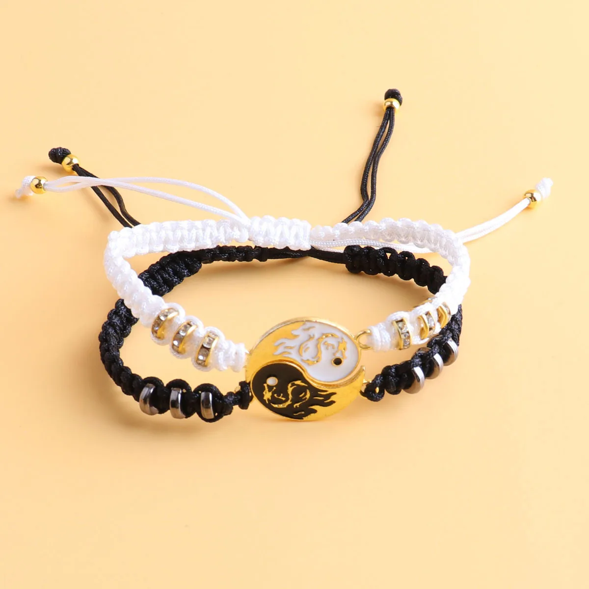 Conjunto de jóias tai chi casal pulseira preto branco corda ajustável conjunto corrente estilo simples uso diário amizade jóias presente: Violeta cobalto