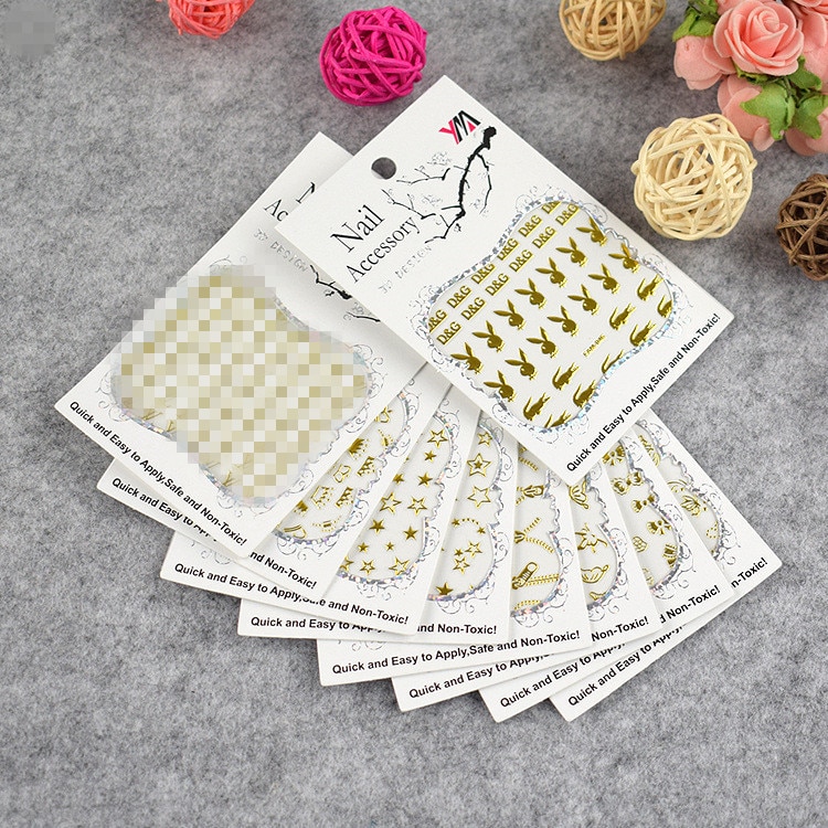 30pcs metal brand nail stickers